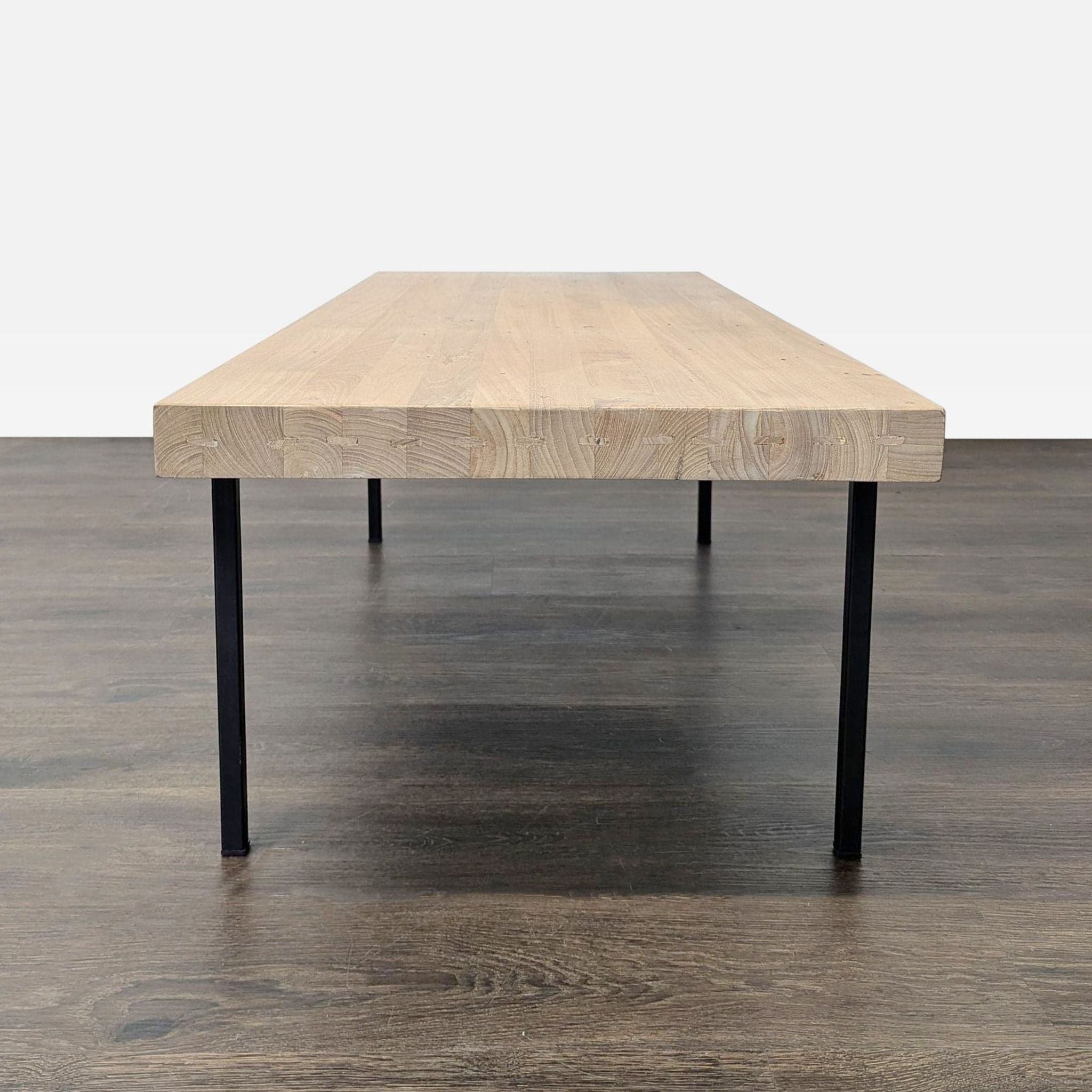 EQ3 Modern Minimalist Wood Coffee Table with Black Metal Legs - Thumbnail 2