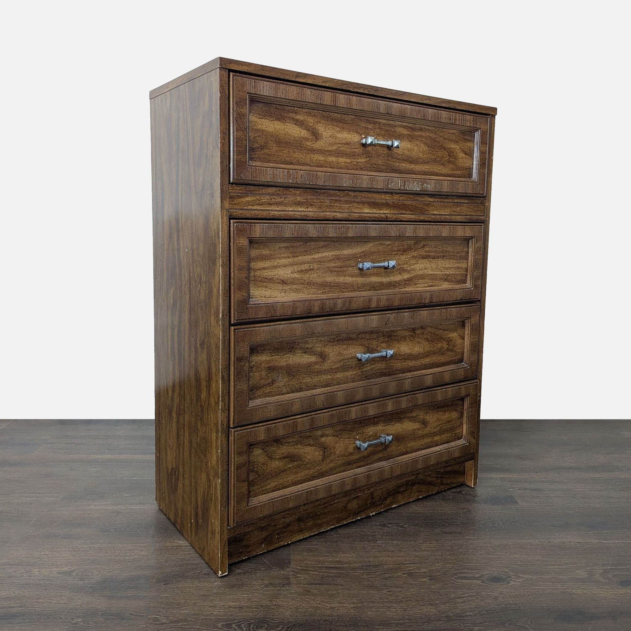 Classic 4-Drawer Wood Dresser with Silver Handles - Thumbnail 9