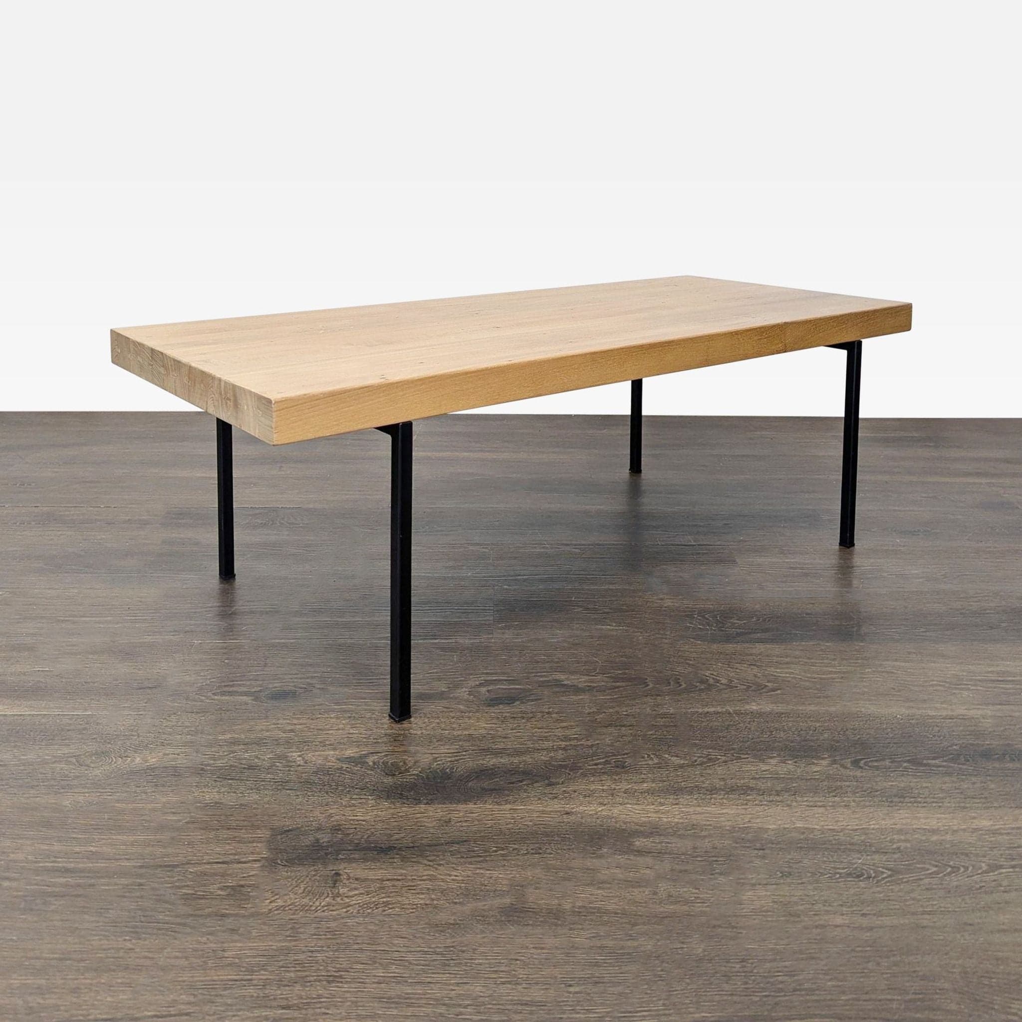 EQ3 Modern Minimalist Wood Coffee Table with Black Metal Legs - Thumbnail 3