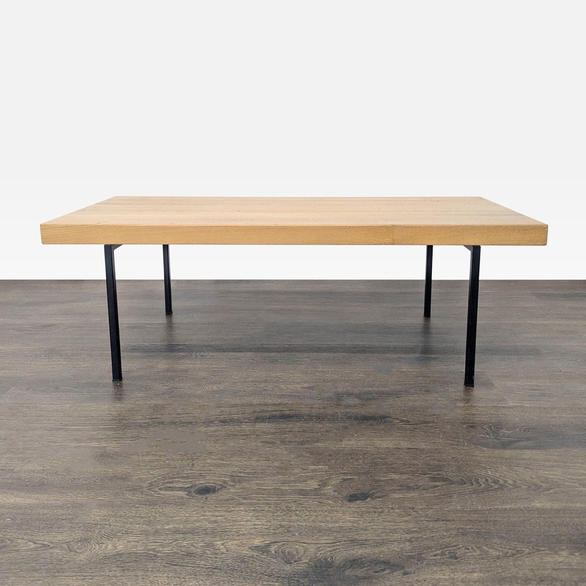 EQ3 Modern Minimalist Wood Coffee Table with Black Metal Legs - Image 1