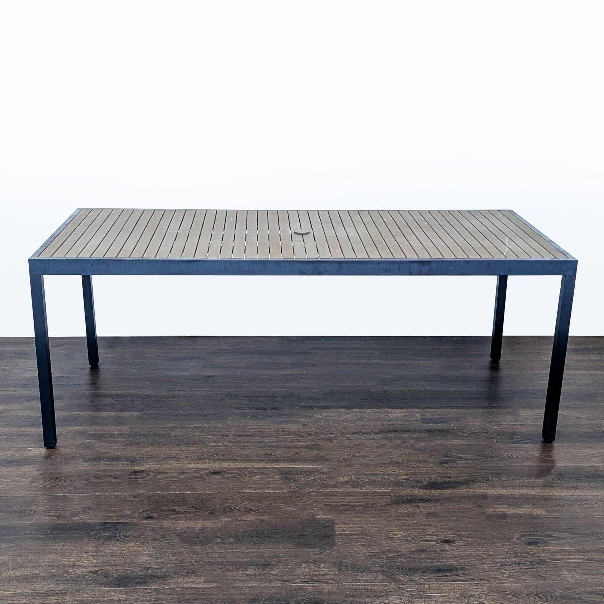 Crate & Barrel Alfresco Modern Outdoor Dining Table with Slatted Top - Thumbnail 4