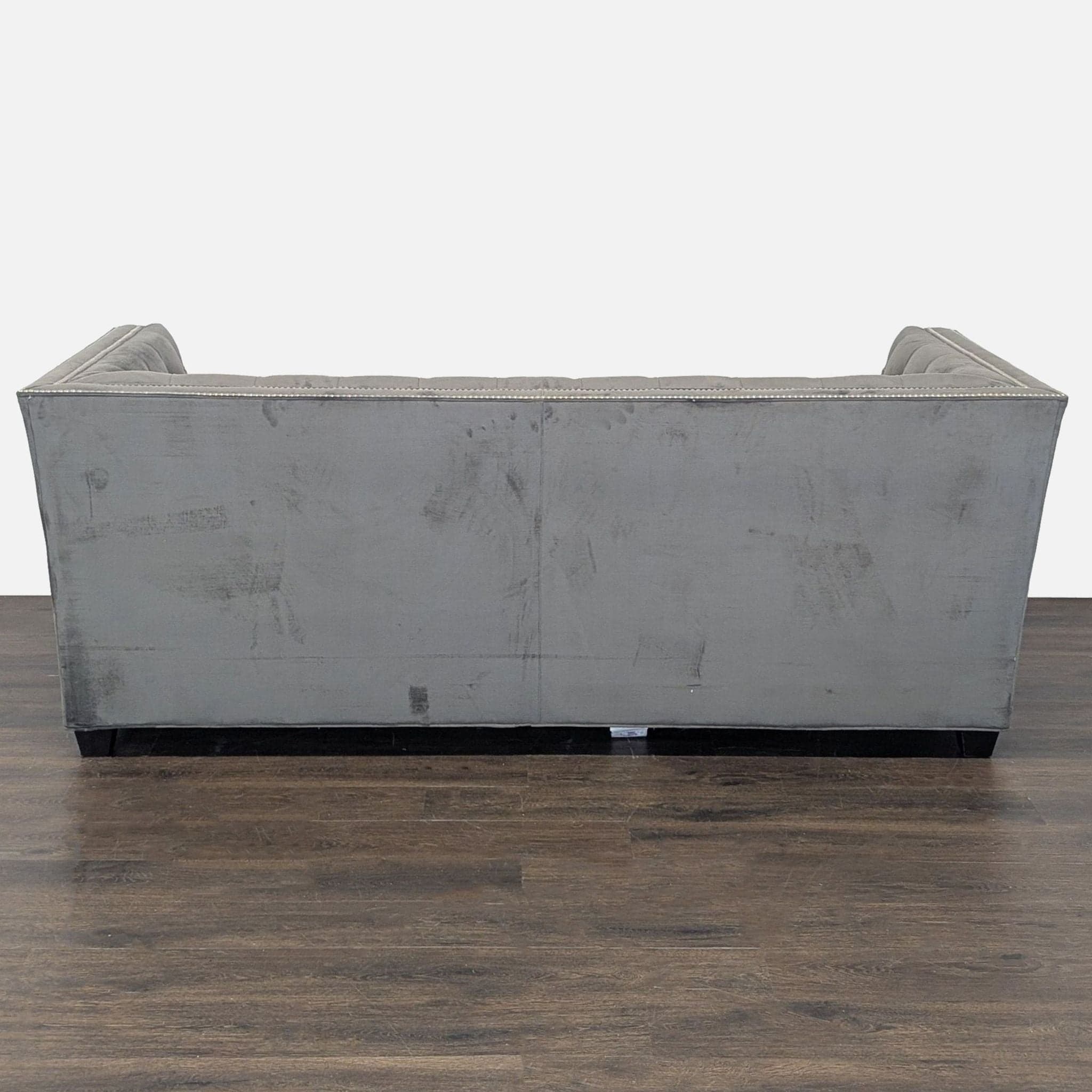 Mitchell Gold + Bob Williams Gray Velvet Sleeper Sofa with Tufted Back - Thumbnail 6