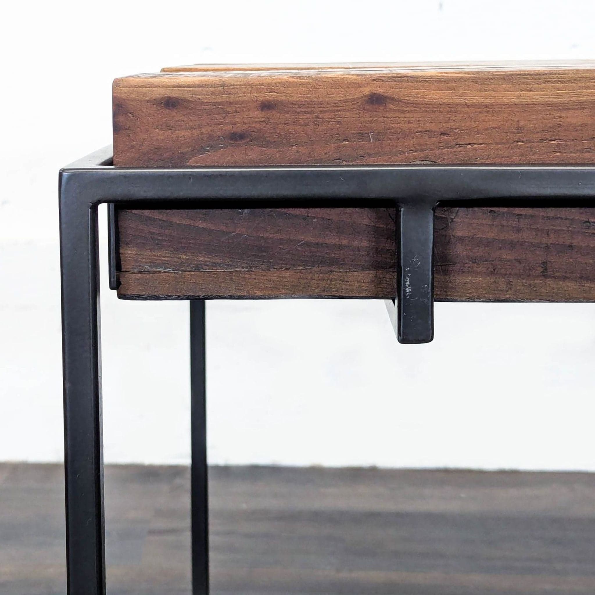 West Elm Wood Top End Table on Metal Frame - Thumbnail 3