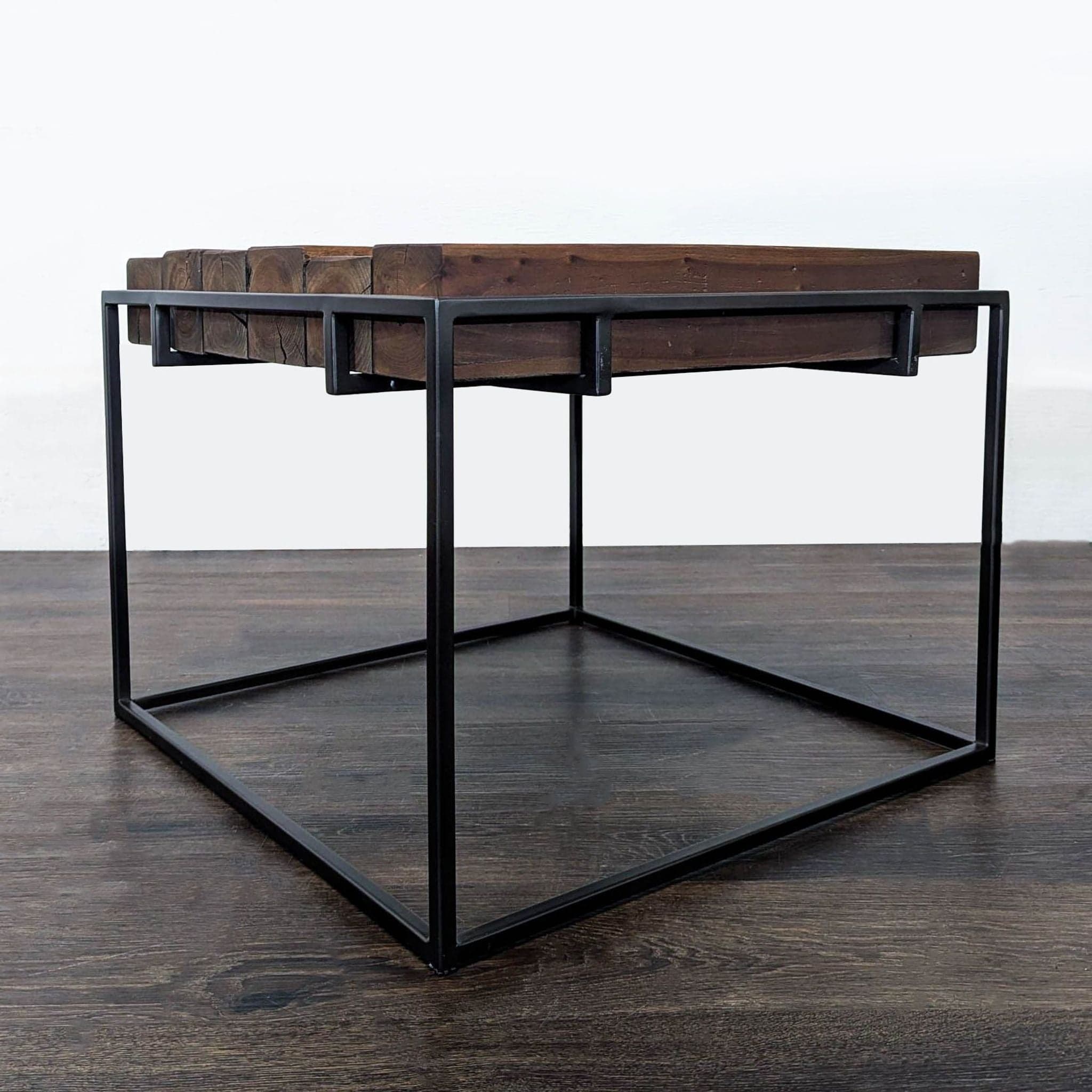 West Elm Wood Top End Table on Metal Frame - Thumbnail 2