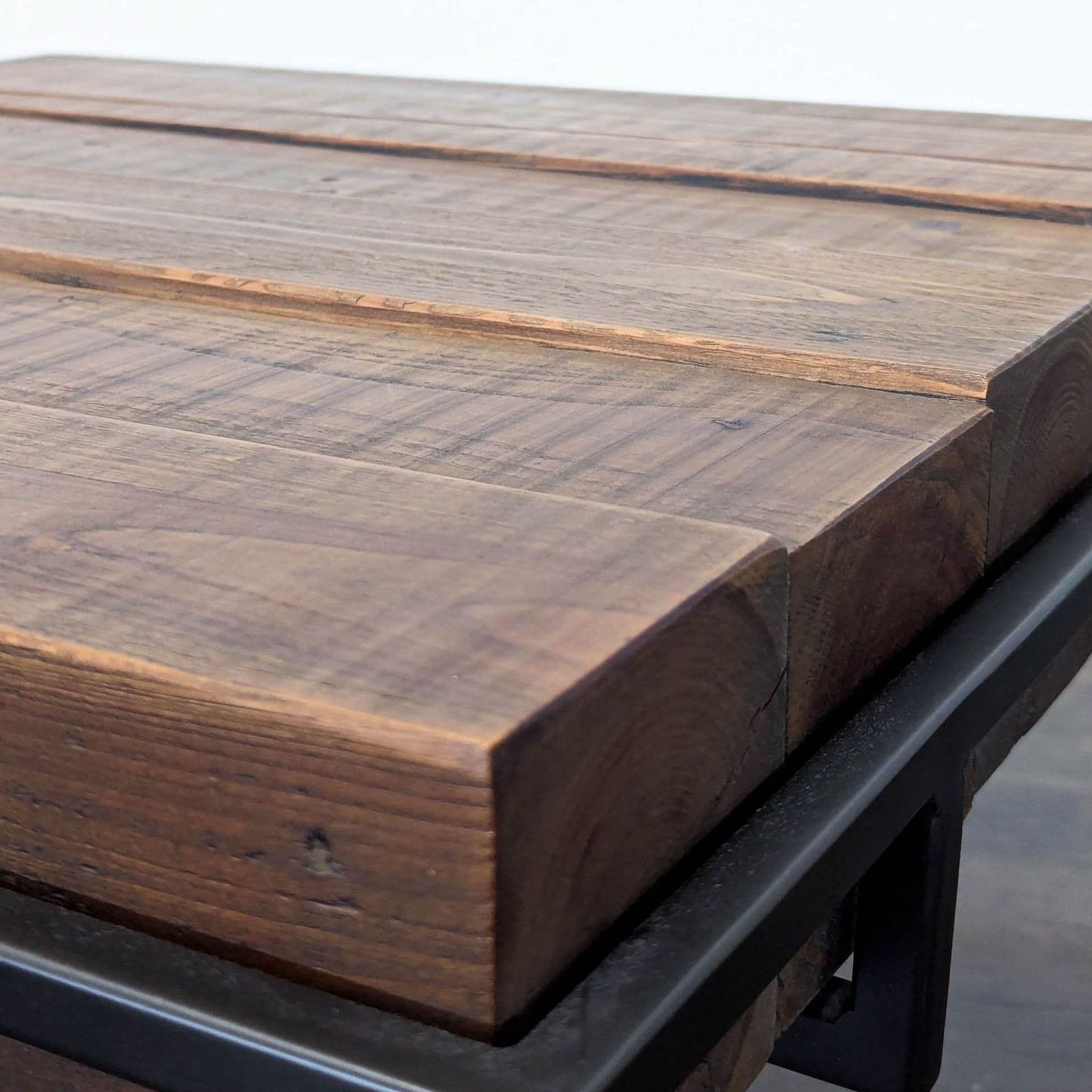 West Elm Wood Top End Table on Metal Frame - Thumbnail 4