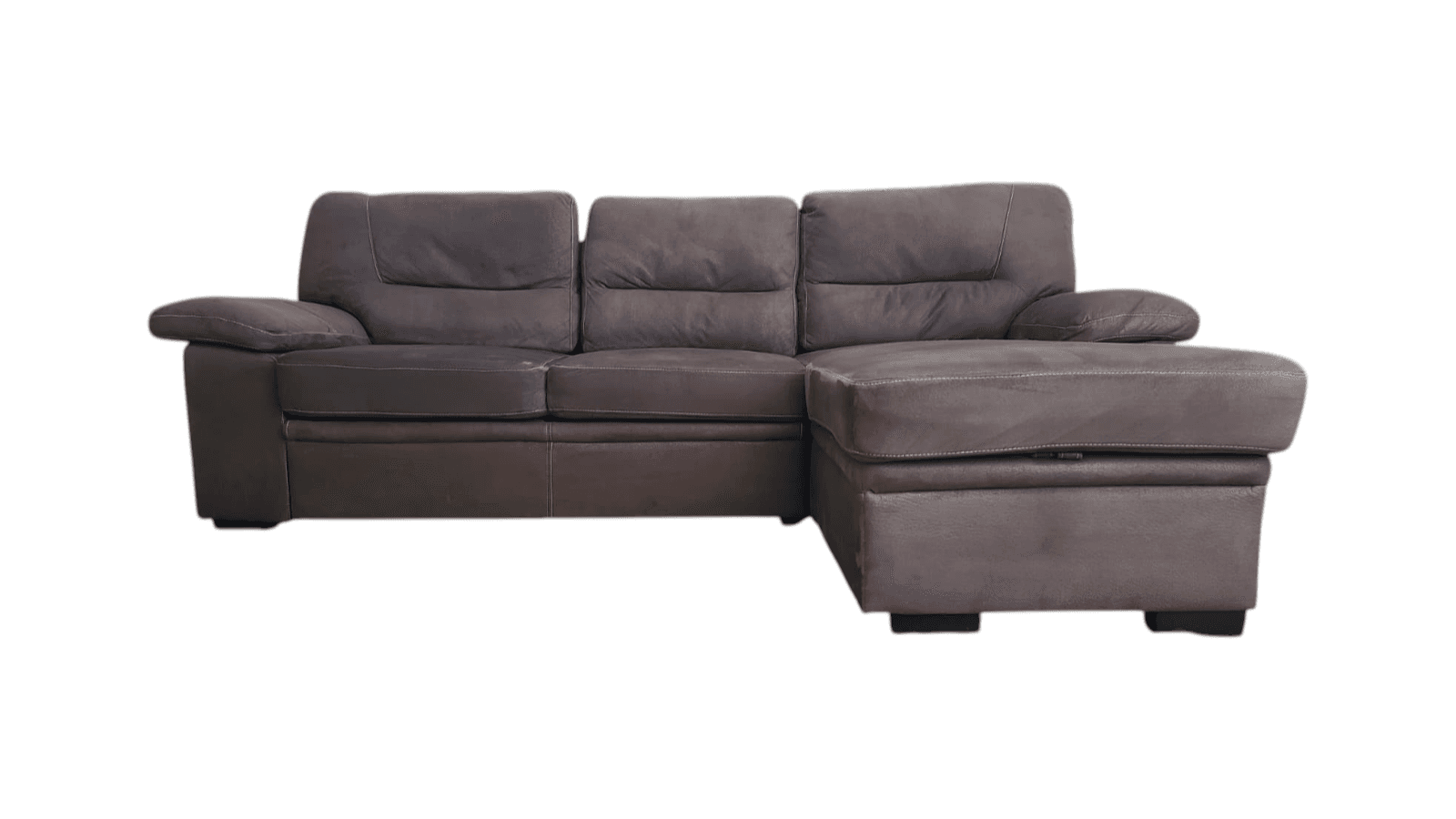 Brown Microfiber Sectional Couch w/ Chaise, Storage, Pull Out Sofa Bed - Image 1