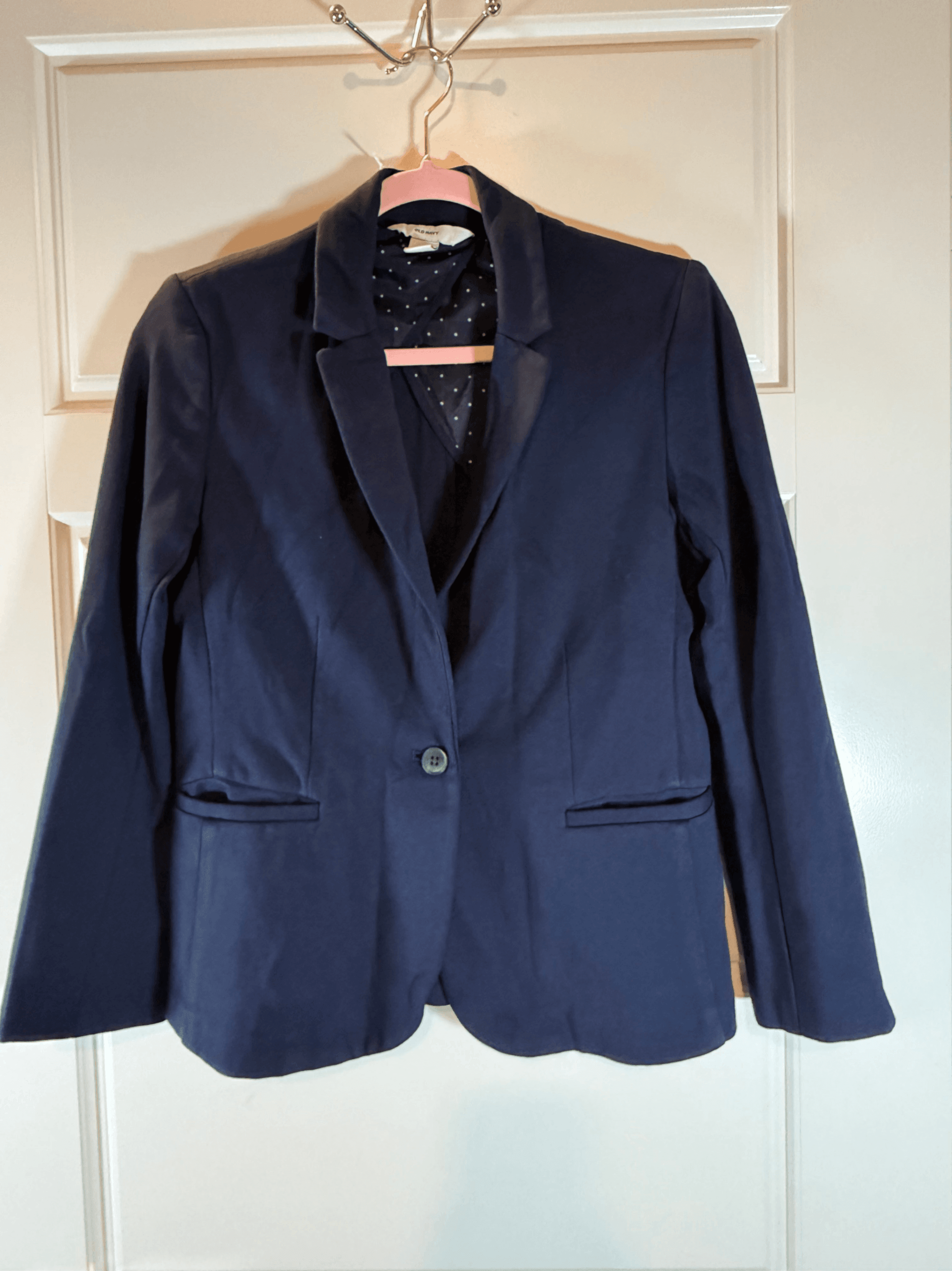 Navy Blazer with Polka Dot Lining Size S - Image 1