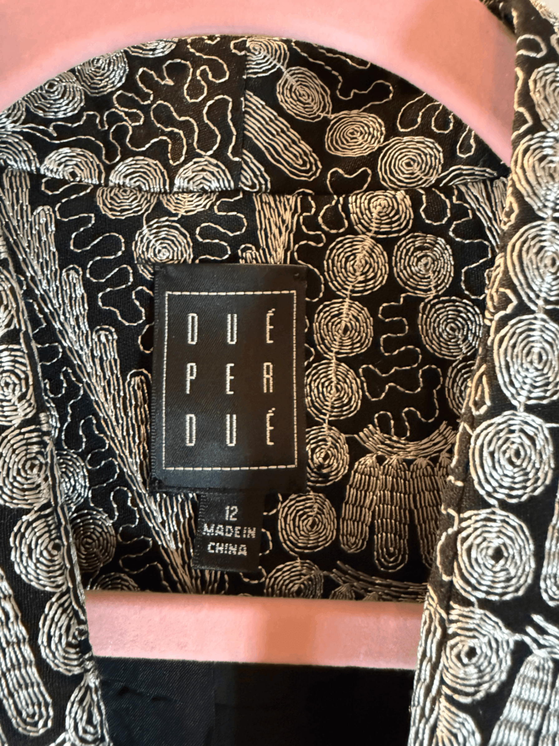 Black and Silver Embroidered Jacket Size 12 - Thumbnail 3