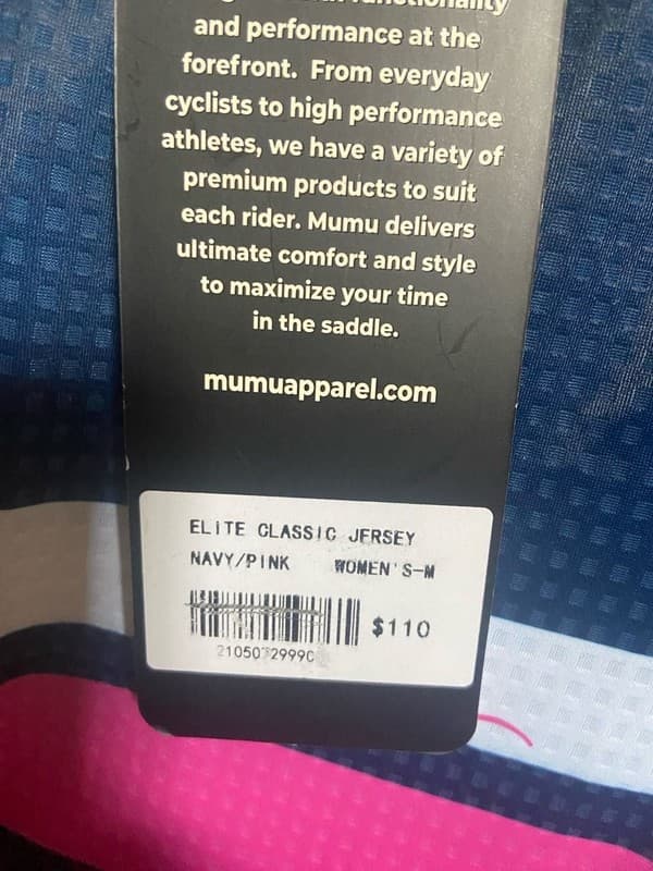 Mumu Apparel Elite Classic Cycling Jersey Navy/Pink Women's Size M - Thumbnail 6
