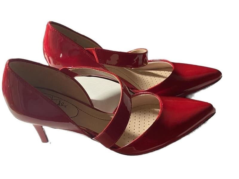 LifeStride Suki Fire Red Patent Pointed Toe Mary Jane D'Orsay Pumps - Image 1