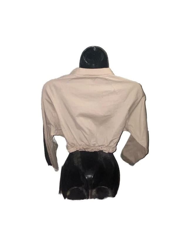 Fashion Nova Don't Rain On My Parade Khaki Cropped Zip-Up Windbreaker Jacket - Thumbnail 3