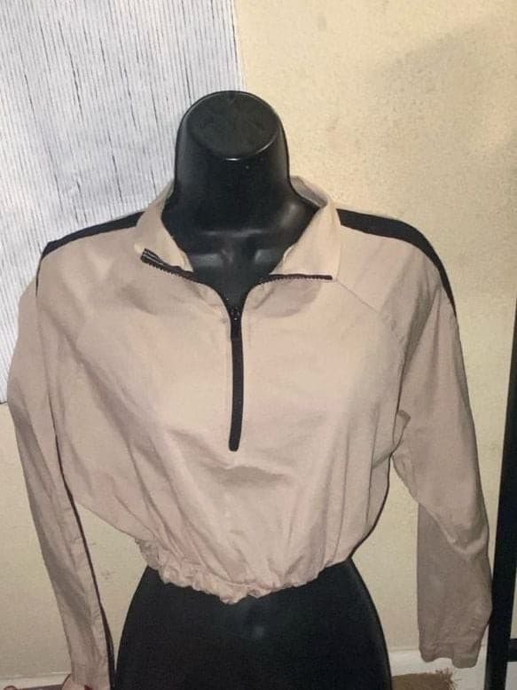 Fashion Nova Don't Rain On My Parade Khaki Cropped Zip-Up Windbreaker Jacket - Image 1