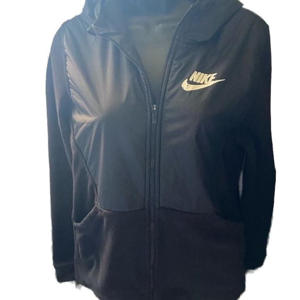 Nike Youth Boys XL Hybrid Full Zip Fleece Hoodie Jacket Black - Image 1