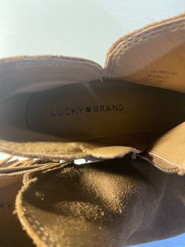 Lucky Brand Freedah Brown Suede Fringe Western Ankle Booties - Thumbnail 2