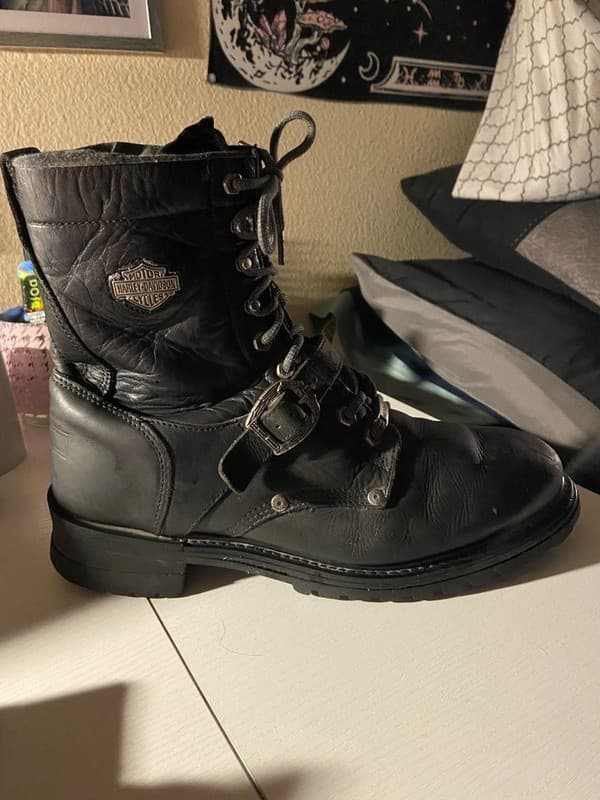 Harley-Davidson Men's Motorcycle Boots Sz 10 US 91003 Black Biker Buckle Combat