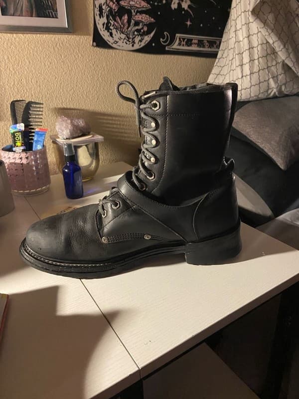Harley-Davidson Men's Motorcycle Boots Sz 10 US 91003 Black Biker Buckle Combat - Thumbnail 2