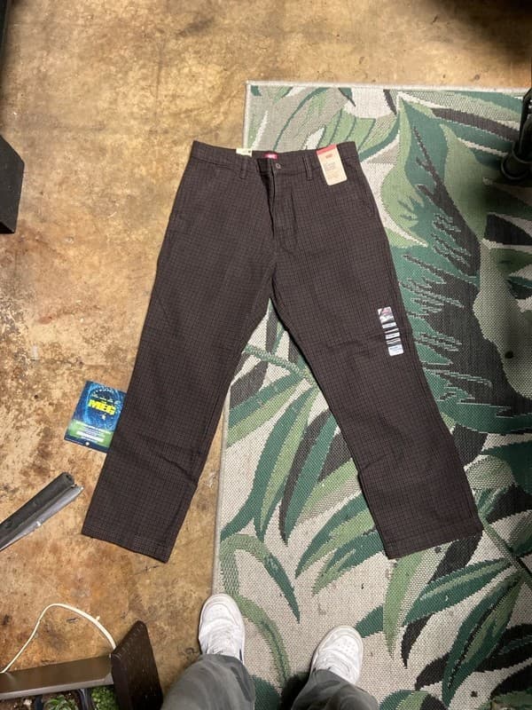 Levi's XX Chino Relaxed Straight Brown Plaid Pants 34x30