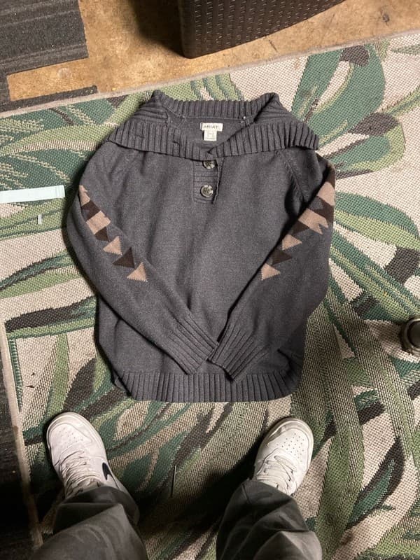 Ariat Women's Gray Southwestern Arrow Elbow Pullover Sweater - Image 1