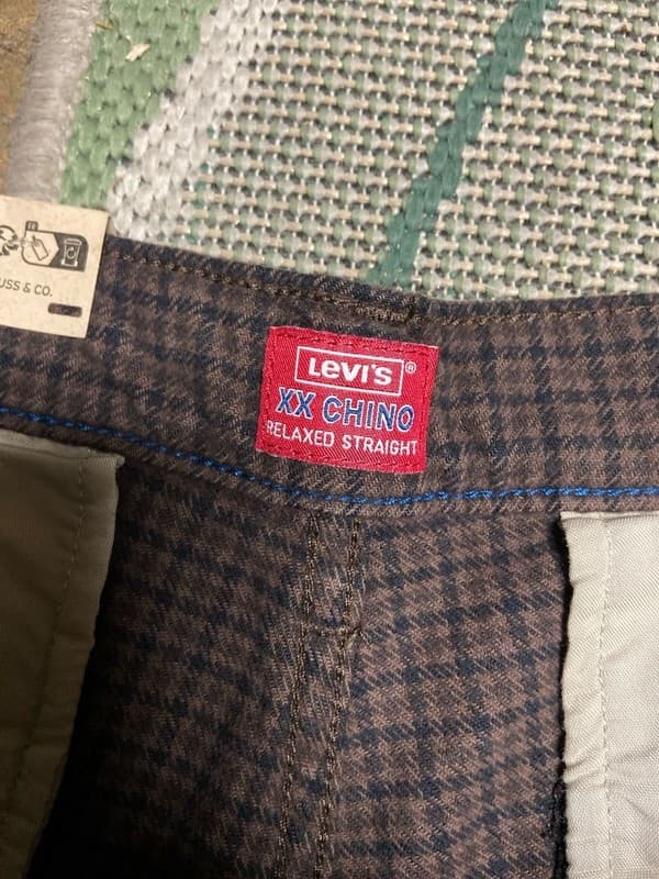 Levi's XX Chino Relaxed Straight Brown Plaid Pants 34x30 - Thumbnail 5