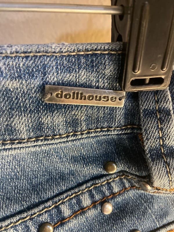 Dollhouse Studded Low Rise Slim Fit Distressed Blue Jeans Size 1 - Thumbnail 7
