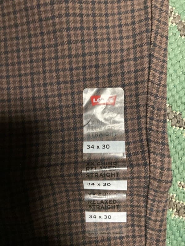 Levi's XX Chino Relaxed Straight Brown Plaid Pants 34x30 - Thumbnail 2