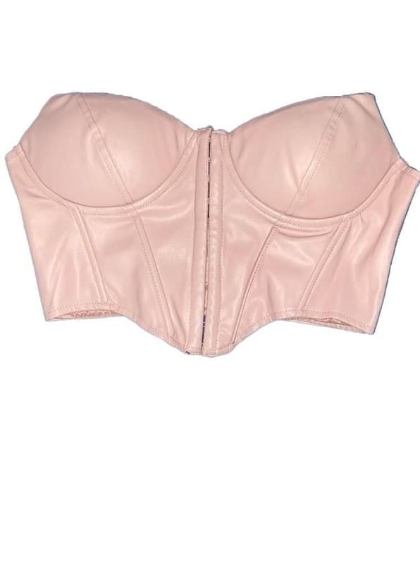 Windsor Blush Faux Leather Strapless Underwire Bustier Corset Top