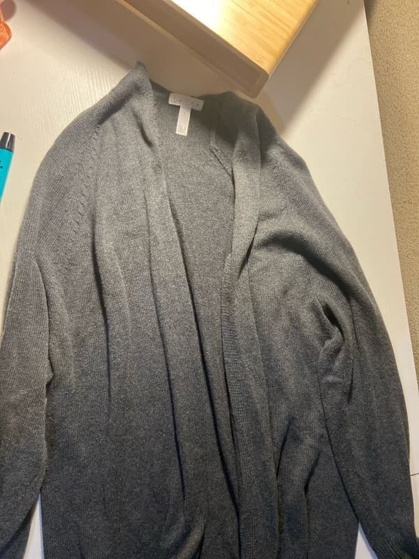 Leith Women's Grey Open-Front Drape Cardigan Sweater Size S