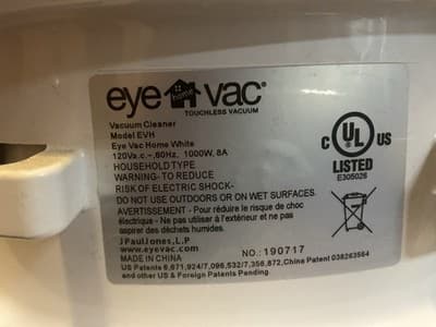 EyeVac Home Touchless Stationary Vacuum - White - Model EVH - 1000W - Thumbnail 5