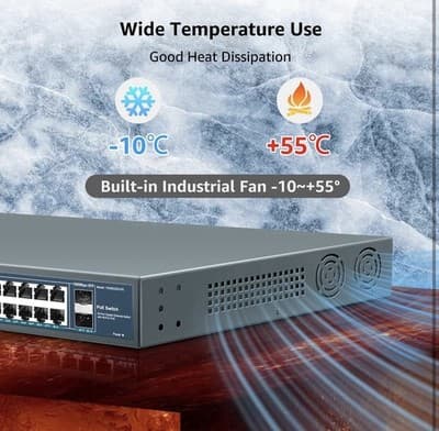 YuanLey 48 Port Gigabit PoE Switch Unmanaged with 2 1000Mbps 1475ZUP2 - Thumbnail 6