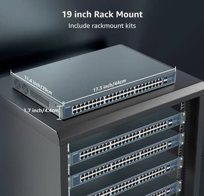YuanLey 48 Port Gigabit PoE Switch Unmanaged with 2 1000Mbps 1475ZUP2 - Thumbnail 7