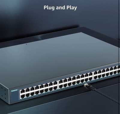 YuanLey 48 Port Gigabit PoE Switch Unmanaged with 2 1000Mbps 1475ZUP2 - Thumbnail 5