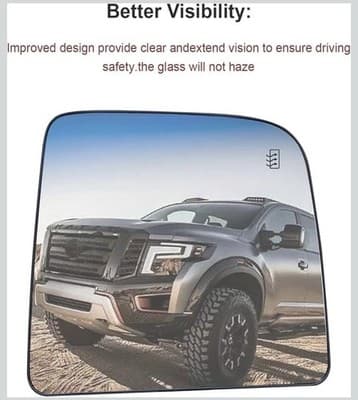 Right Passenger Side Mirror Glass Replacement Nissan Titan 2004-2015 Power Heat - Thumbnail 3
