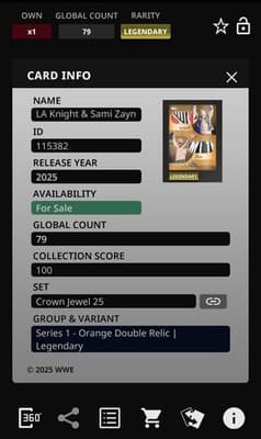Topps Slam WWE 2025 Sami Zayn LA Knight Crown Jewel Orange Double Relic - Thumbnail 3