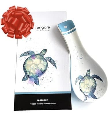 Kitchen Ceramic Spoon Rest Holder Stovetop Counter Coastal Decor Sea Turtle - Thumbnail 2