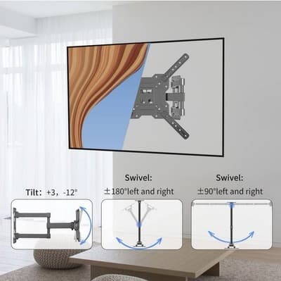 Suptek TV Wall Mount Swivel Tilt Full Motion Most 23-55” TV Mount 55lbs Max VESA - Thumbnail 2