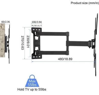 Suptek TV Wall Mount Swivel Tilt Full Motion Most 23-55” TV Mount 55lbs Max VESA - Thumbnail 3