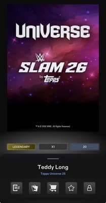 Topps Slam WWE Universe 26 TEDDY LONG Orange Warp Signature 25cc Legendary - Thumbnail 4