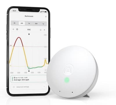 Airthings Wave Mini Smart Indoor Quality Monitor Battery Operated Mold Risk - Thumbnail 11