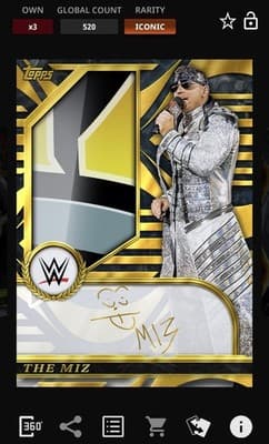 Topps Slam WWE Standouts 25 THE MIZ ICONIC Gold Signature Relic Series 1 - Image 1