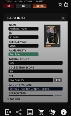 Topps Slam WWE 2025 NATHAN FRAZER ICONIC Golden Graphs Limited Edition - Thumbnail 3