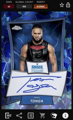 Topps Slam WWE Chrome 25 Sapphire TAMA TONGA Iconic Blue Brand Signature - Thumbnail 4