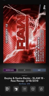 WWE Topps Slam 2019 SASHA BANKS BAYLEY RAW RECAP Digital - Thumbnail 2
