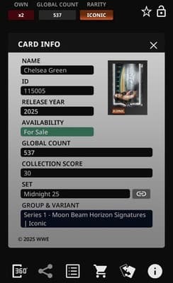 Topps Slam WWE 2025 CHELSEA GREEN Iconic Midnight Moon Beam Signature - Thumbnail 3
