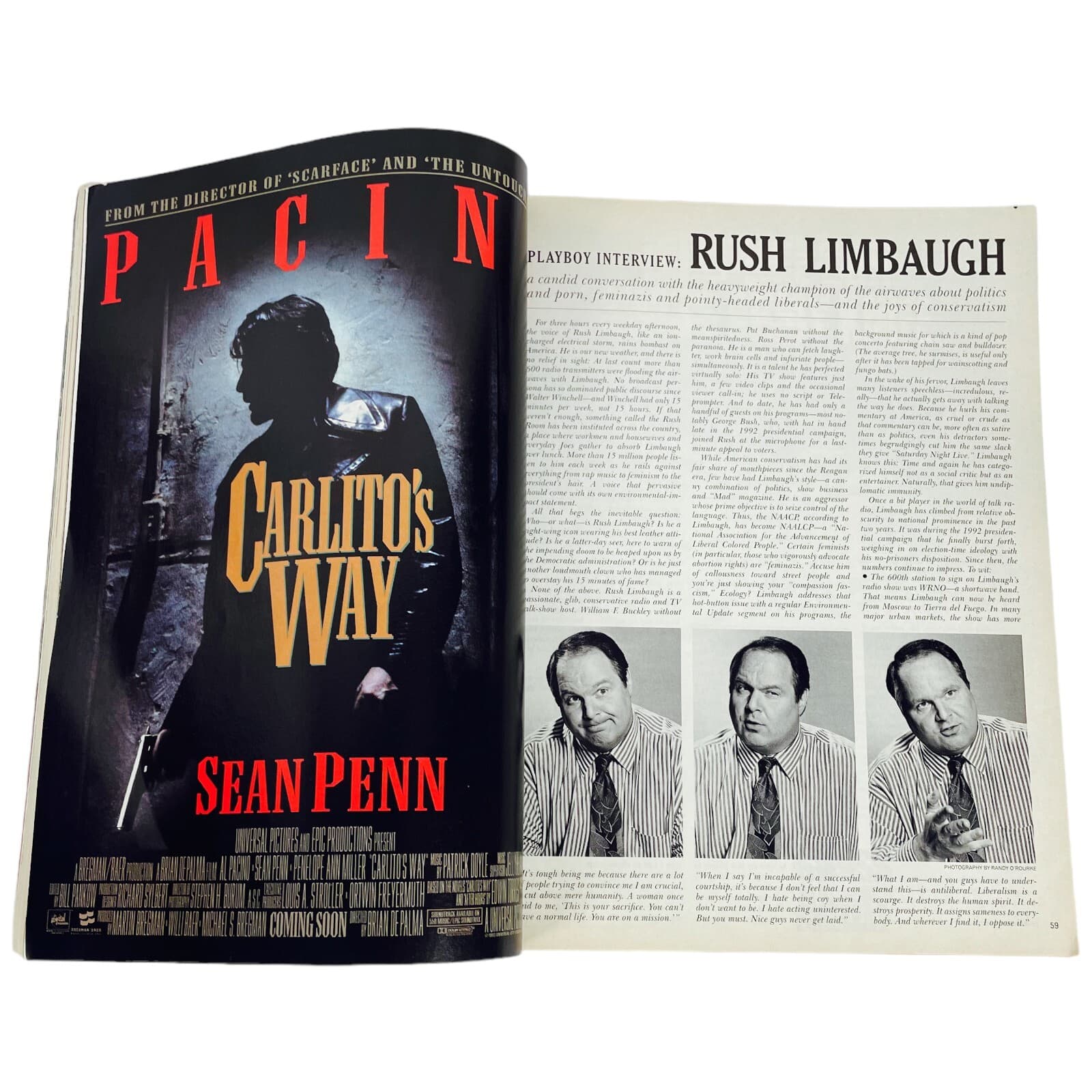 Rush Limbaugh Arlene Baxter Playboy Magazine Dec 1993 Marlon Brando College Hoop - Thumbnail 9