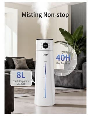 JRD 8L Large Room Humidifier 2.1Gal Ultrasonic Cool Mist AI Mode Remote Control - Thumbnail 2