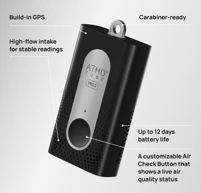 Atmotube PRO 2 Portable Air Quality Monitor PM CO2 VOCs NOx GPS Tracker Tester - Thumbnail 3