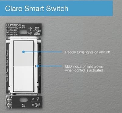 Lutron Caseta Smart Switch DVRF-5NS-LA Light Almond Diva Smart Switch 5A - Thumbnail 12