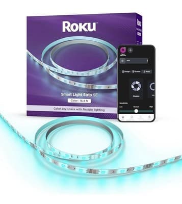 Roku Smart LED Light Strip 16.4 ft Multicolor App Control Wi-Fi Music Sync - Image 1