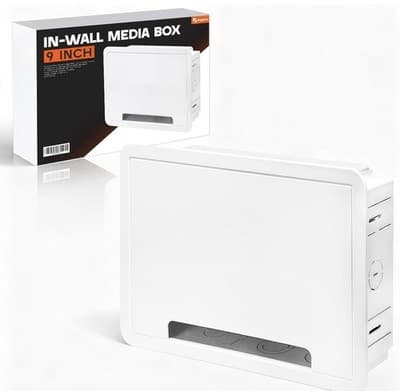 Rogierra 9-Inch In-Wall Media Box Recessed TV Cable Management Kit White - Image 1