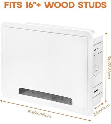 Rogierra 9-Inch In-Wall Media Box Recessed TV Cable Management Kit White - Thumbnail 7